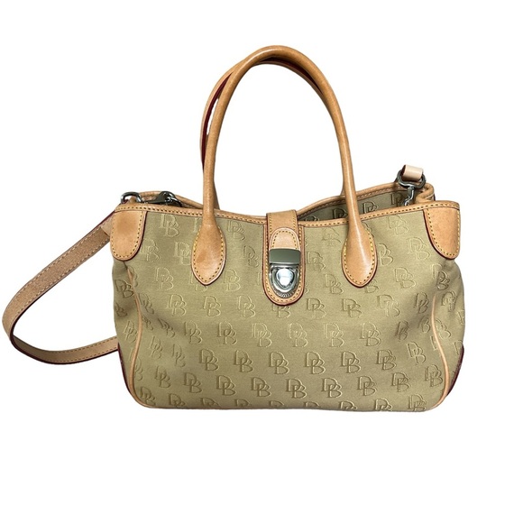 Vintage Dooney & Bourke Signature Monogram DB Logo Canvas/Leather Shoulder Bag - Picture 1 of 13